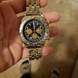 Silver and Gold Chronograph Watch